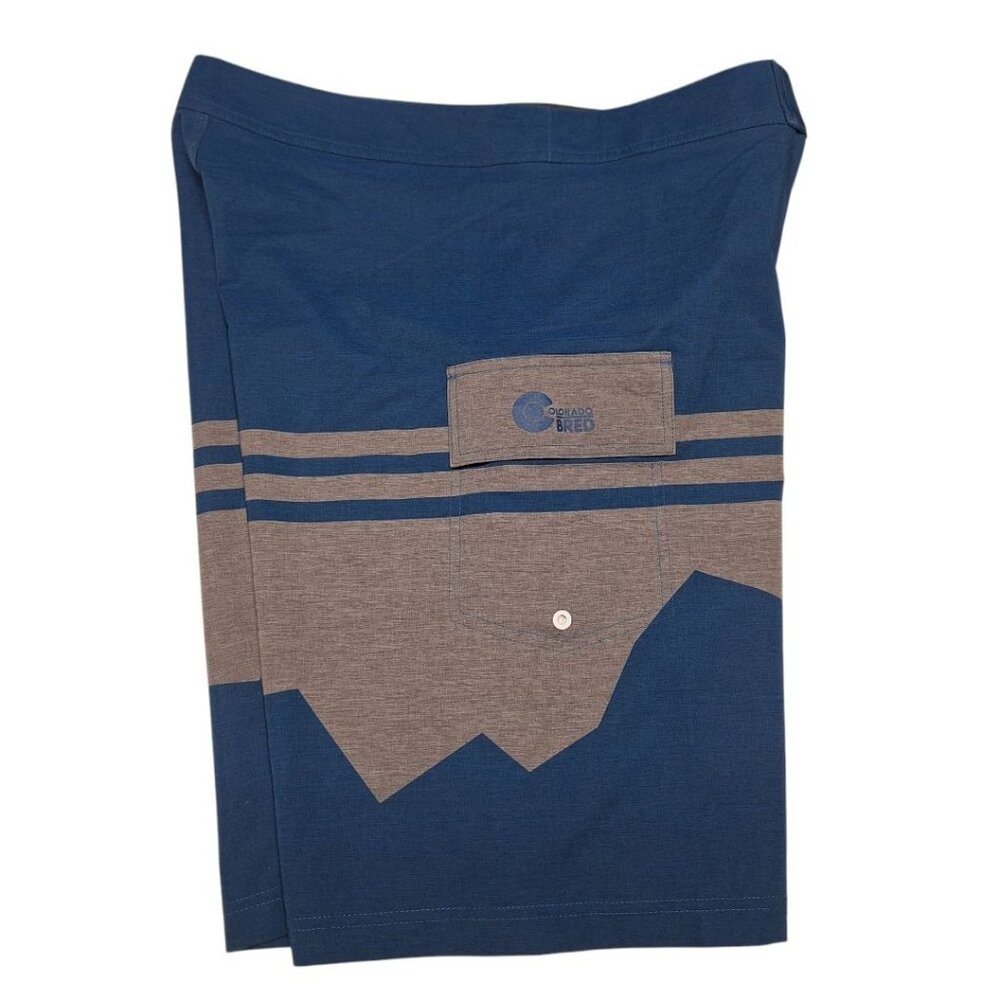 Colorado Bred Board Shorts Swim‎ Trunks Mens 34 Blue Pocket Drawstring Summer - Picture 7 of 8
